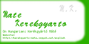mate kerekgyarto business card