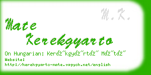 mate kerekgyarto business card